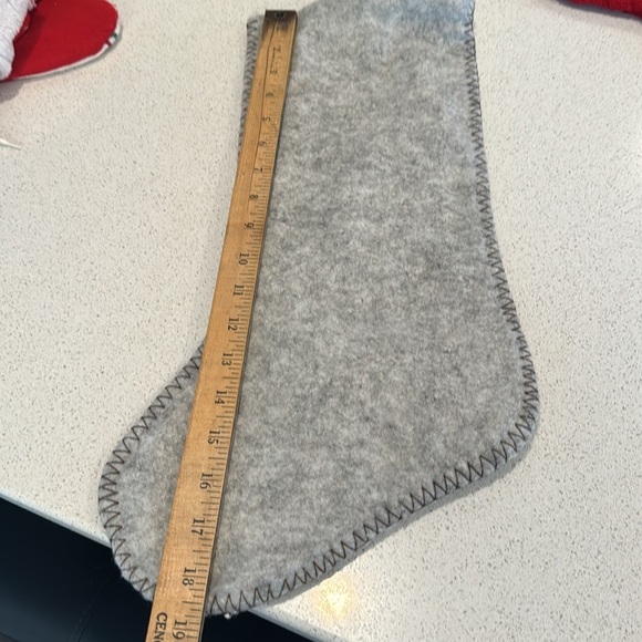 Deer stocking textured red and gray with brown collar - Picture 6 of 7